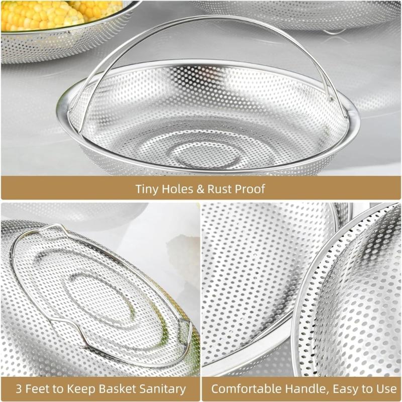 Multifunctional Nonrust Steel Steamer Stand With Ergonomic Handle For Secure Grip And Space Saving Kitchen Use