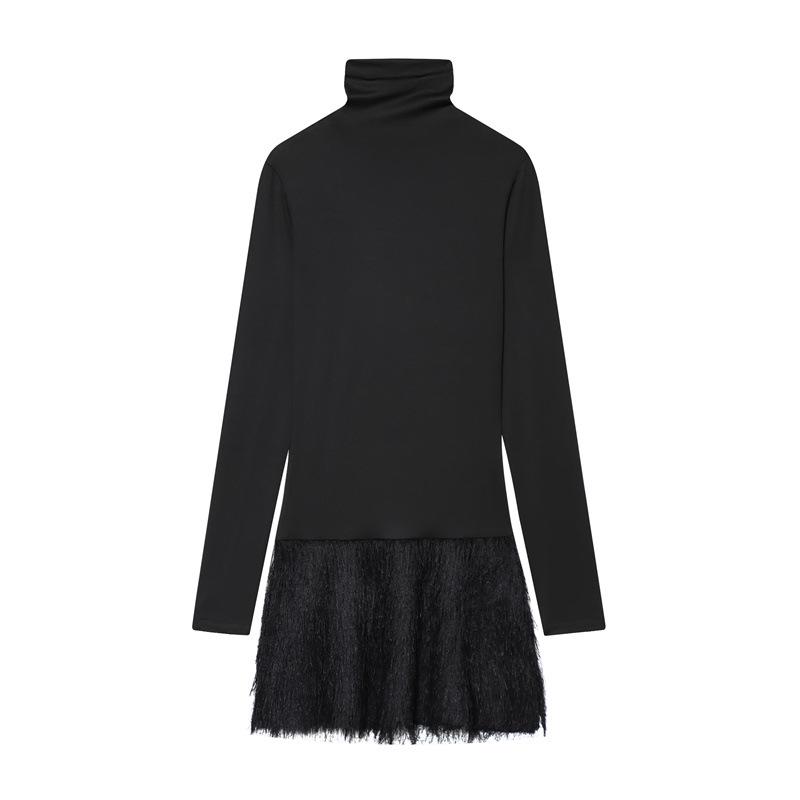 2025 Autumn European American Tassel Patchwork Slim Fit Dress S