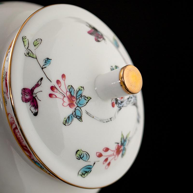 Enamel Colored White Porcelain Tea Jar Home Sealed Moisture-proof Coffee Candy Storage Jar 500g Pu Erh Tie Guan Yin Storage Jar