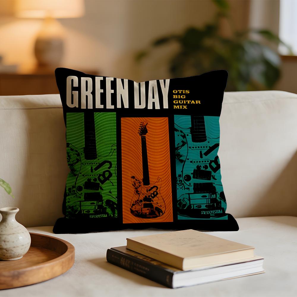GGreen DDay Band Album Cushion Cover Short plush pillowcase for bed sofa carwashable
