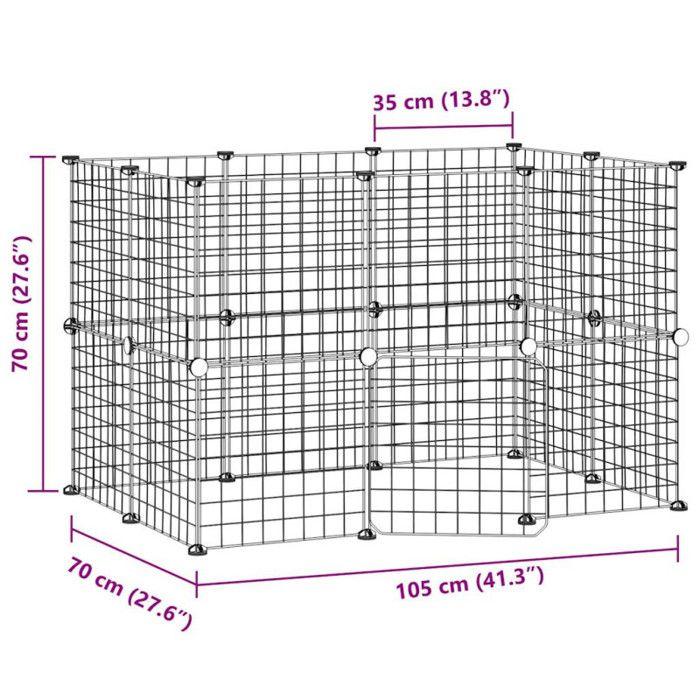 3114037 vidaXL Pet Cage with 20 Panels and Door Black 35x35 Cm