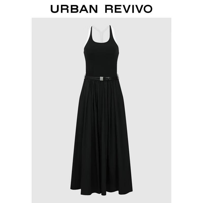 

UR 2025 Осень Женское Модное Контрастное Приталенное Платье с Поясом L