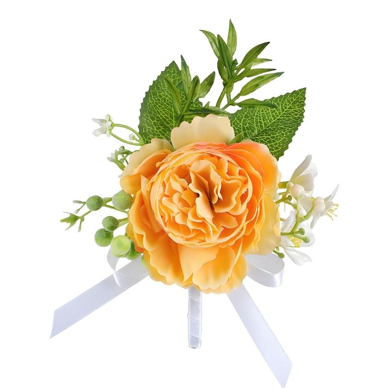 Simulated Rose Wrist Corsage Artificial Rose Wedding Boutonniere for Groom Bridesmaid Wedding Bridal Showers Proms
