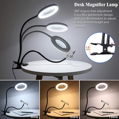 10X Lupe mit 72 LED-Licht Vergrößerungslampe Clip-On Beleuchtete Lupe Selfie Ringlicht mit Handyhalterung Metall