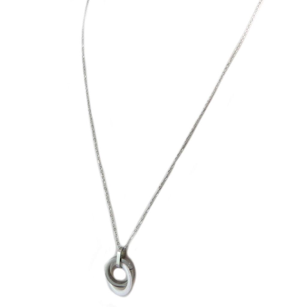 Les Trésors De Lily [P5059] - Silver-white 'Choreography' Steel Necklace (ceramic) - 25x18 Mm