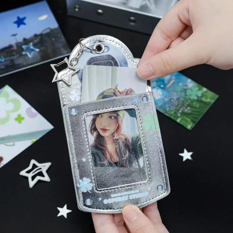 Creative PU Photocard Frame Retro Digital Camera Shape Photocard Holder with Chain Silver Picture Frames for Girls Wholesales