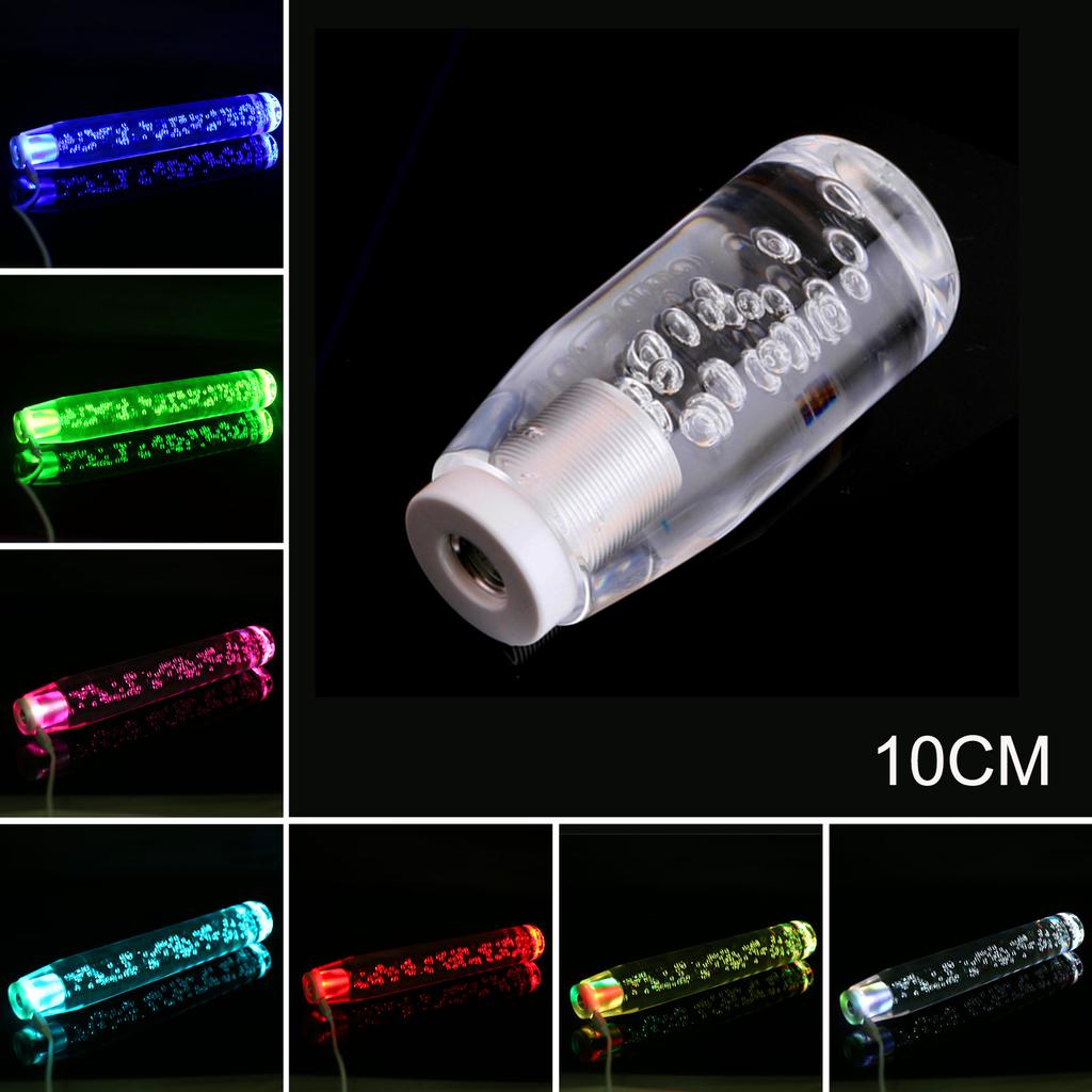 Pommeau de levier de vitesse LED RVB bâton cristal transparent bulle levier de vitesse 10 cm/15 cm/20 cm/25 cm/30 cm, pommeau de levier de vitesse dégradé multicolore universel