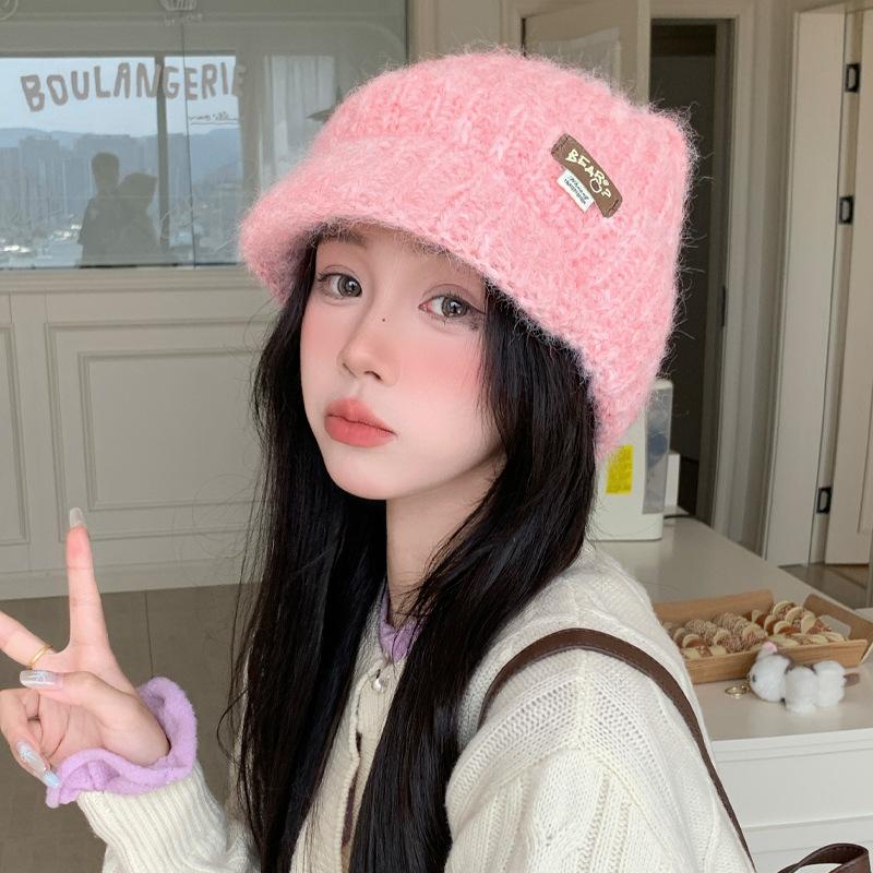 Autumn and Winter Hats Women's Big Head Circumference Knitted Wool Hats Cat Ears Cute Ear Protectors Cold Hats Fleece Thermal Hats
