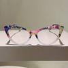 Irregular Pattern Contrasting Plastic Cat Eye Frame Reading Glasses Casual and Fashionable Anti Blue Light Presbyopia Eyeglasses