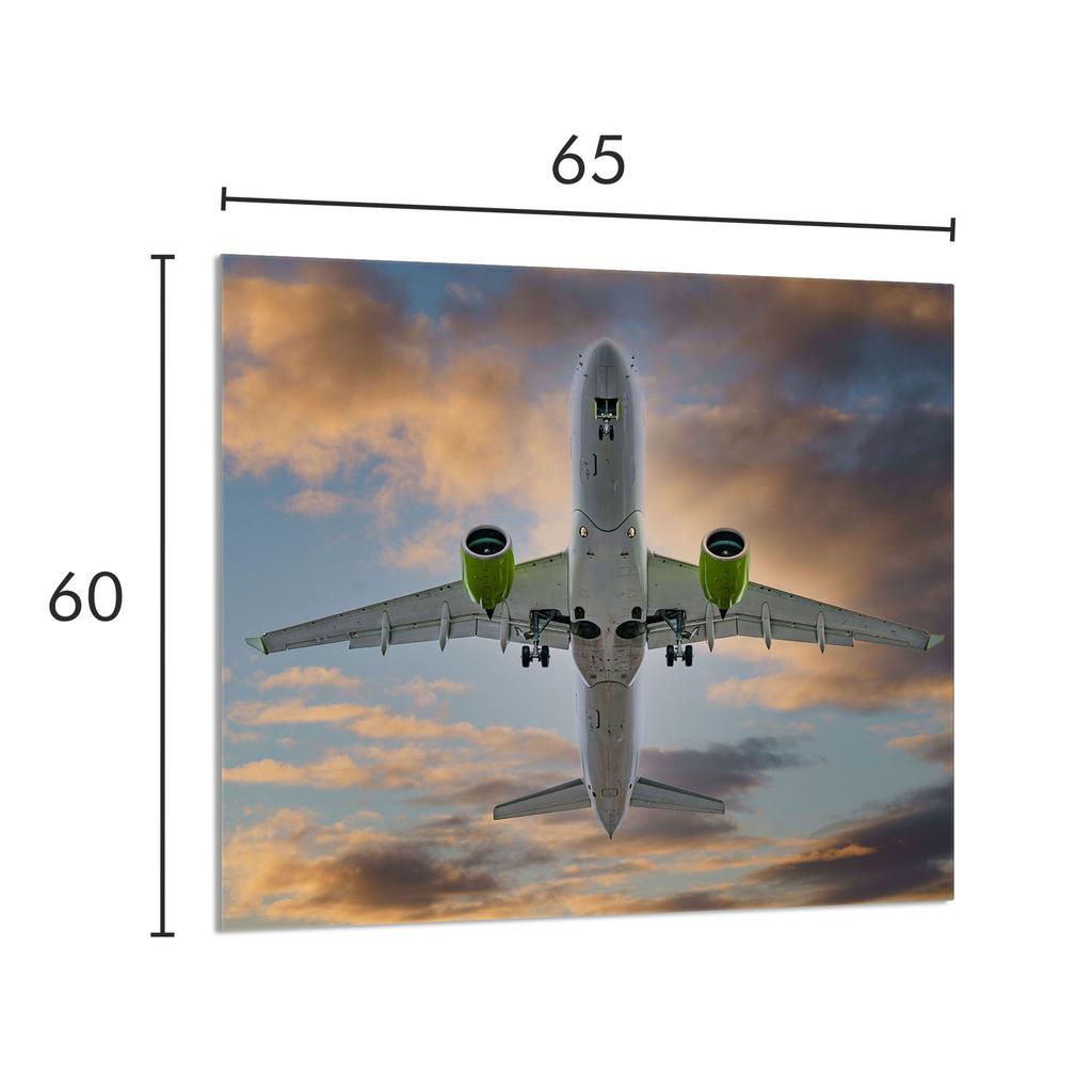 GLASPANEL FÜR DIE KÜCHE 65x60 Flugzeug