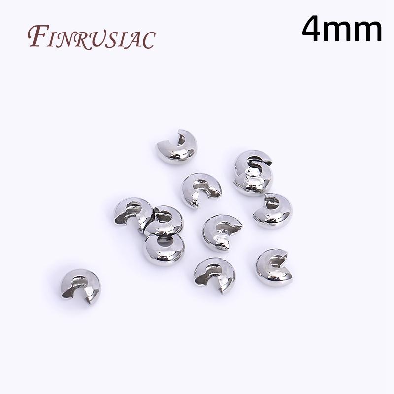 50Pcs/Lot 18K Gold Plated Open Crimp Beads,Round Covers Crimp End Beads,Stopper Beads For DIY Jewelry Making Accessories