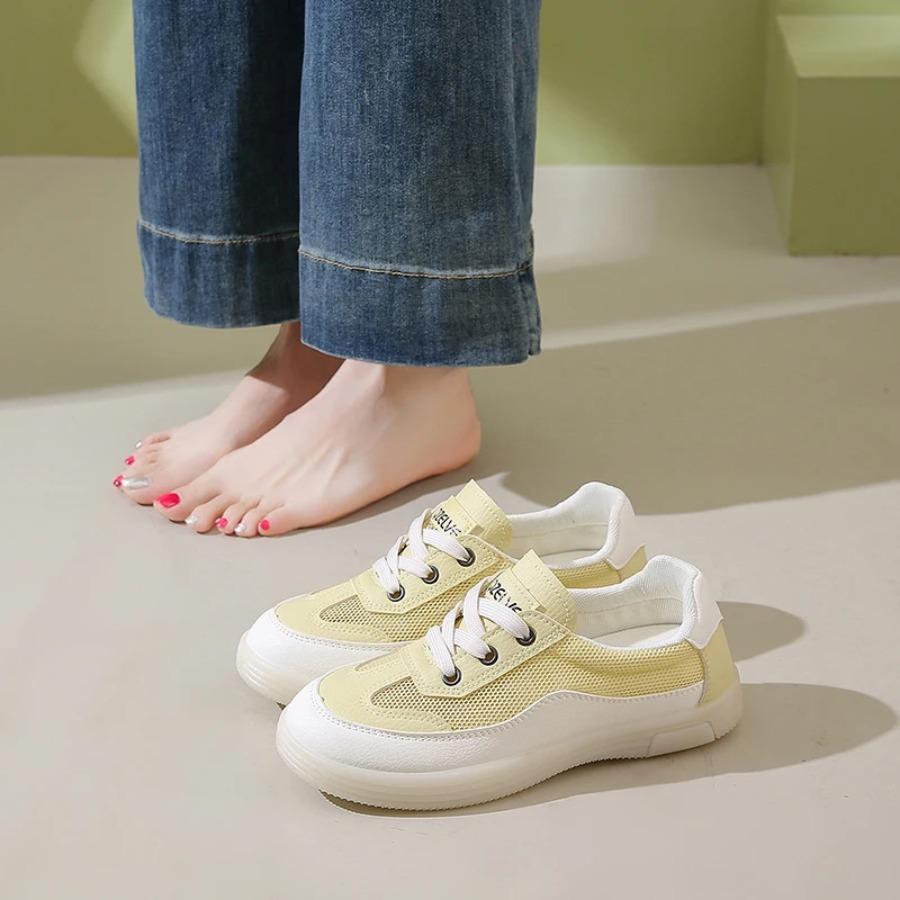 2025 Summer New Trendy Fashion Versatile Comfortable Leisure Breathable Women's Shoes Mesh Hollow White Shoes Zapatos De Mujer