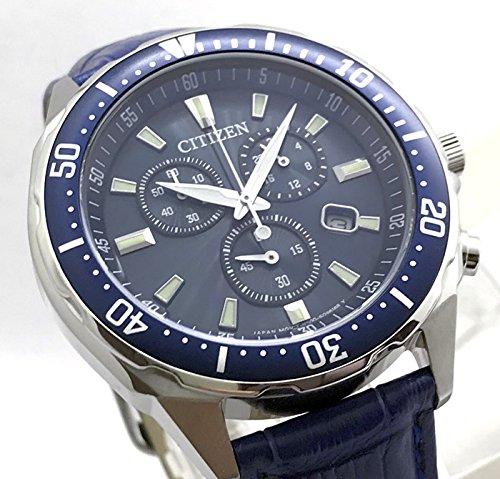 Citizen Eco-Drive Chronograph Solar Watch VO10-6772F Blue Rotating Bezel Genuine Leather Belt Spare Belt Domestic Model