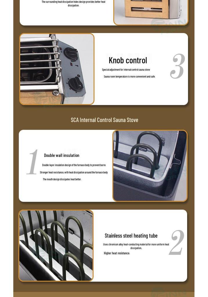 3KW/3.6KW 110V Stainless Steel Mini Sauna Heater with Internal Control
