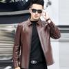 Spring and Autumn new style first-layer soft cowhide middle-aged genuine leather jacket men's lapel Korean style slim leather jacket