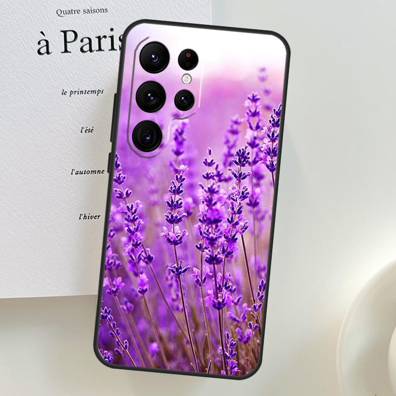 Lavender Purple Flowers Case For Samsung Galaxy S26 Ultra S25 S24 S23 S21 S22 Ultra S10 S20 Plus S25 FE Phone Cover