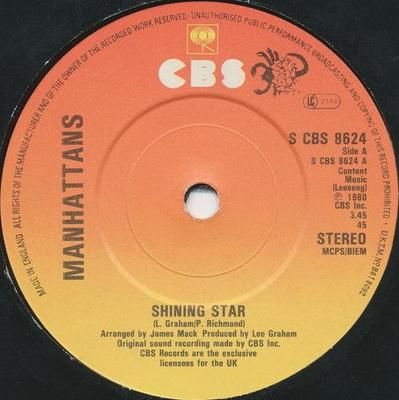 7palcová deska MANHATTANS - Shining Star SCBS8624 CBS 1980 UK Soul/Funk Použitá