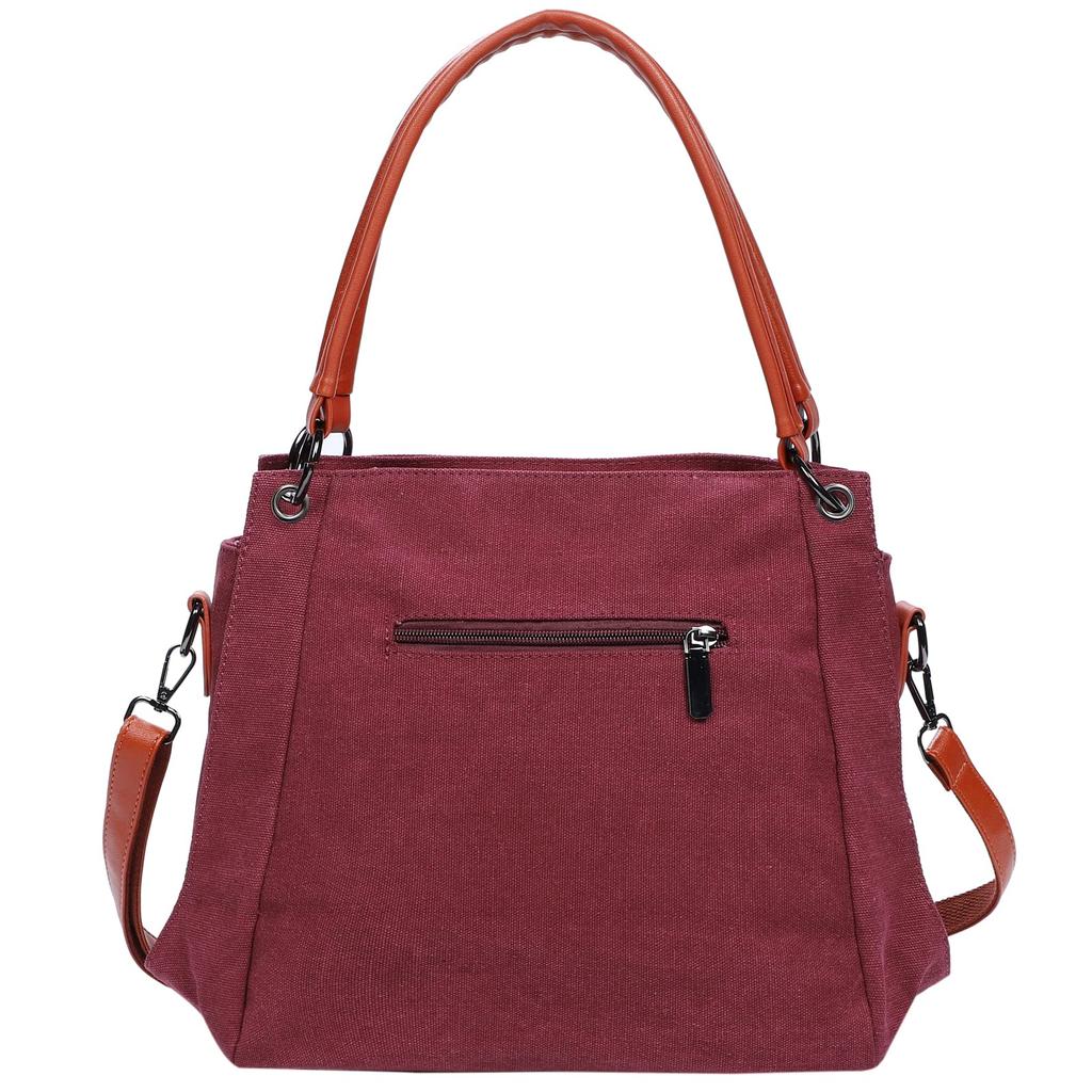 Bolso Tote de Lona al Hombro Sólido Cruzado para Tamaño A4 [Takusan Shopping] Bolso, Redondo, Lona, Bolso, Pequeño, Ligero, Trabajo, Casual, Grande, (rojo)