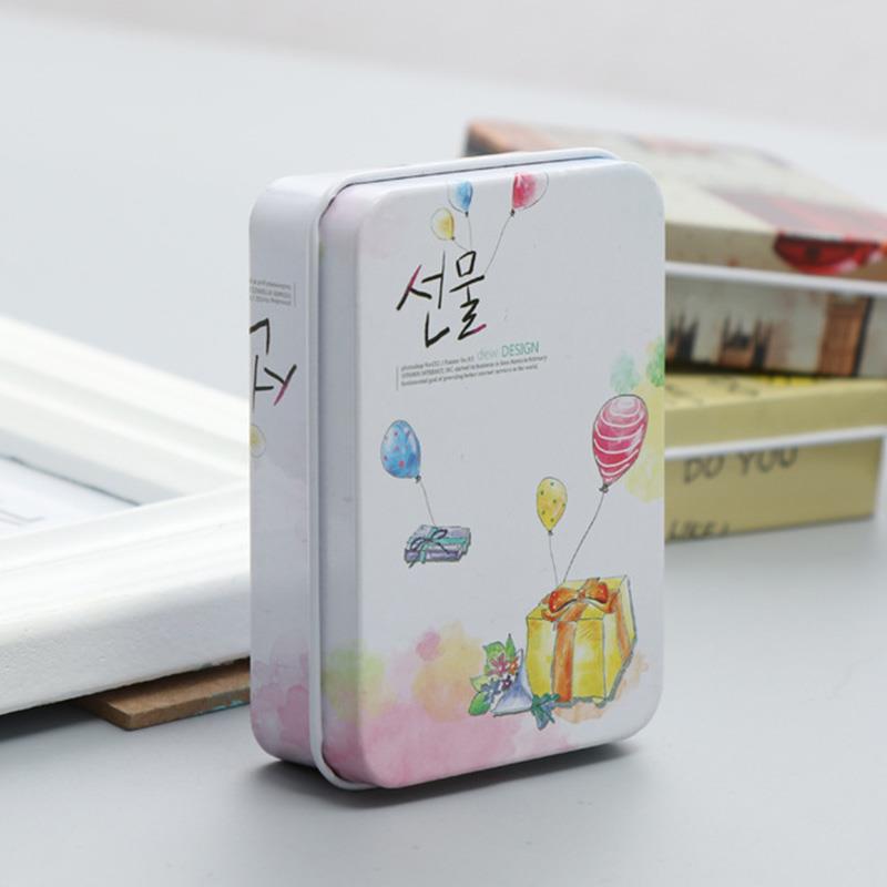 Rectangular Storage Box Printed Candy Box Postcard Small Tin Box Tinplate Storage Box Storage Box Sweet Cute Creative Cartoon