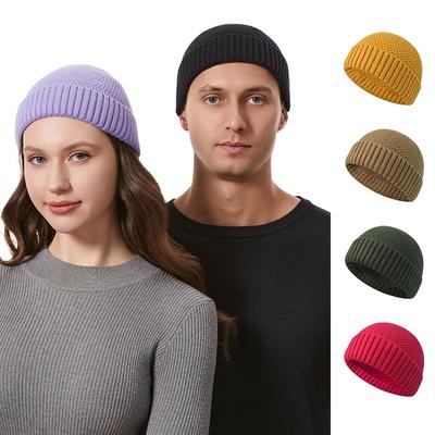 Autumn/Winter Short Knitted Wool Beanie Unisex Warm Pull-Over Beanie Sailor Cap