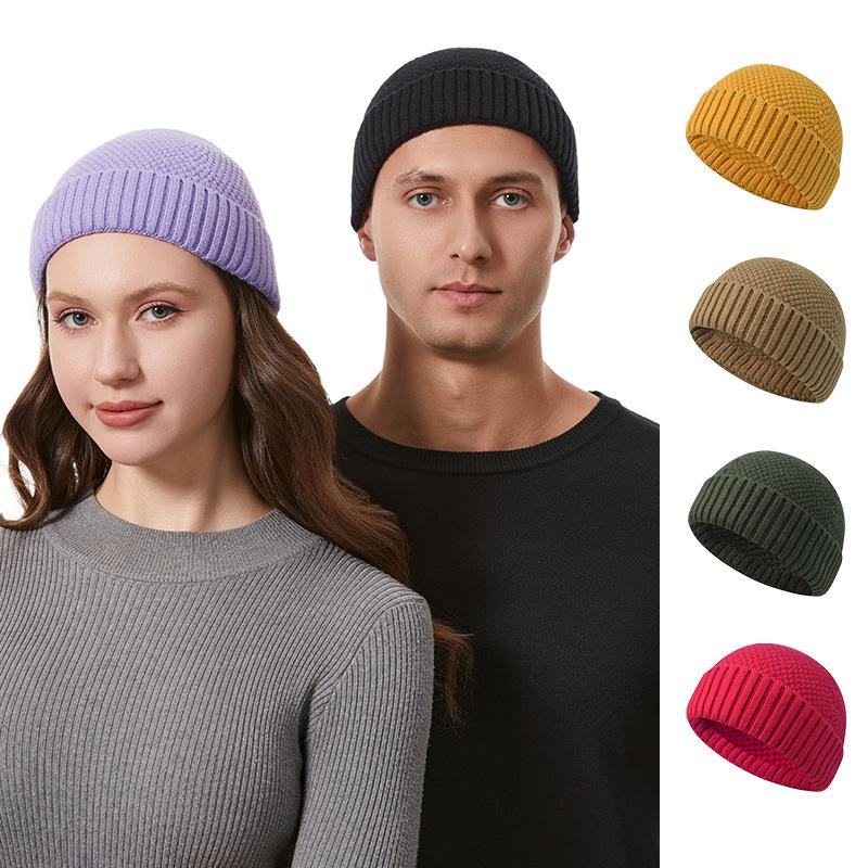 Autumn/Winter Short Knitted Wool Beanie Unisex Warm Pull-Over Beanie Sailor Cap