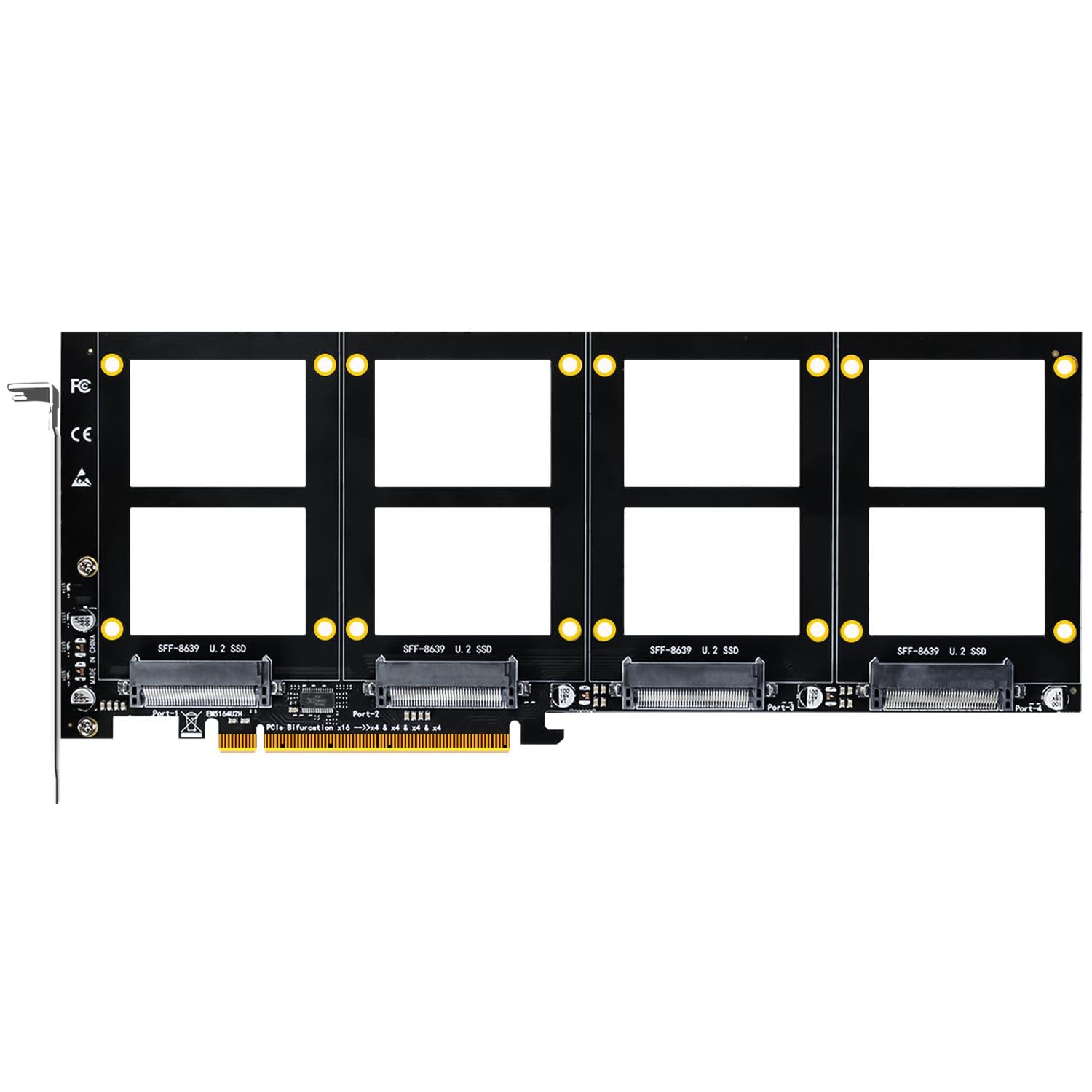 

GLOTRENDS PU41 SSD PCIe X16 conversion adapter without PCIe bifurcation function PCIe bifurcation 4-port U.2 4.0 card, (requires motherboard)