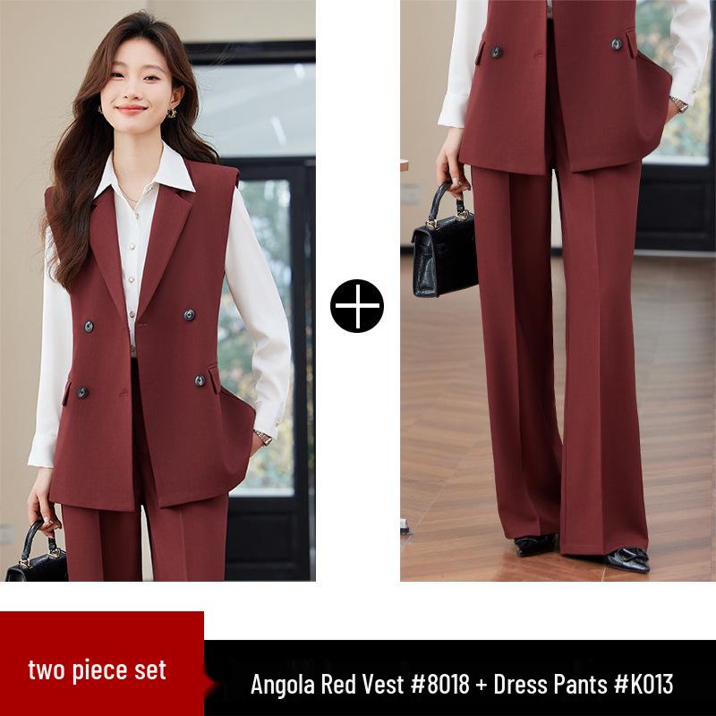 Women's Black Suit Vest Set for Spring/Autumn 2024: Professional Sleeveless Jacket for Formal and Hotel Workwear