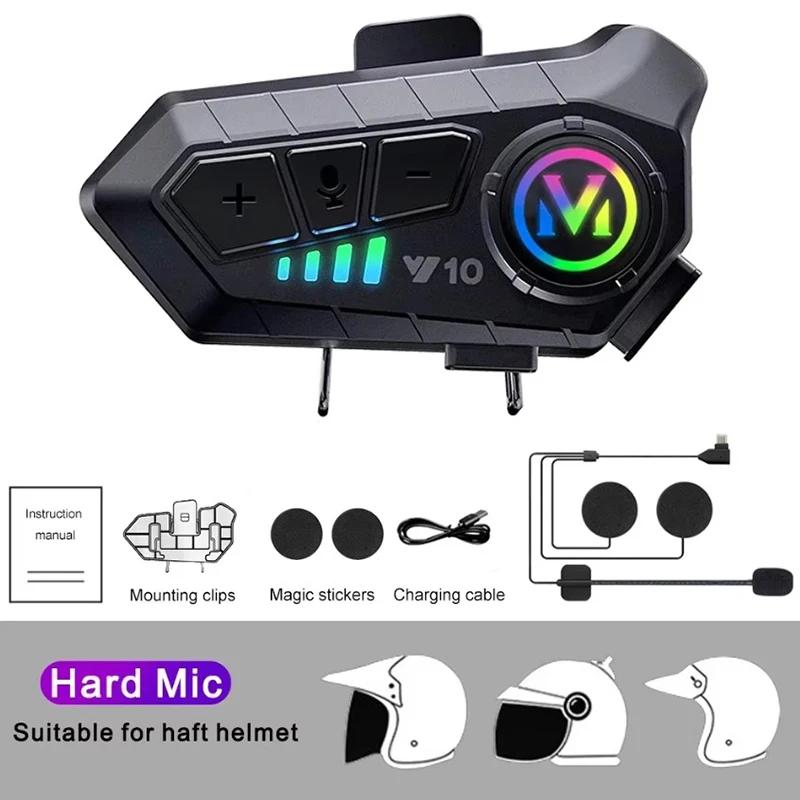 Y10 Bluetooth 5.3 Helmet Headset Wireless Hands-free Call Phone Kit Motorcycle Waterproof Earphone Music Player Speaker for Moto