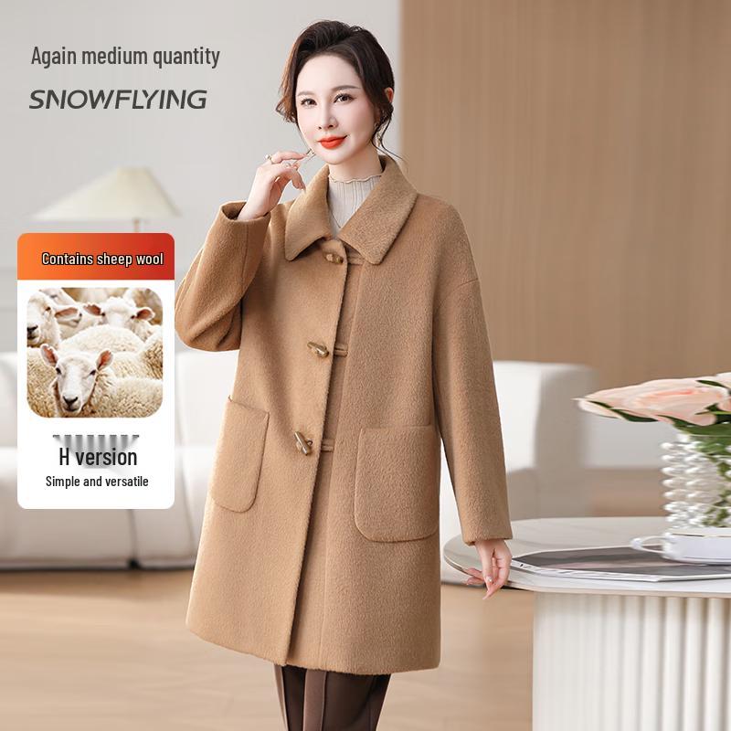 

Snowflying Women s Mid-length Wool Blend Lapel Coat 2XL