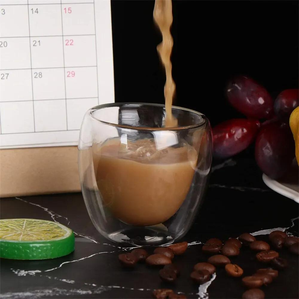 6 Stück Doppelwandiges Glas 80ml Süße Tassen Kaffeetassen Trinkgläser für Getränke Personalisierte Tasse Bier Teetassenset