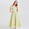 Damen Kurzarm A-Linien Midi-Kleid