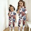 Boys And Girls Independence Day Print Set Kids Casual Short Sleeve Top And Long Pants Set