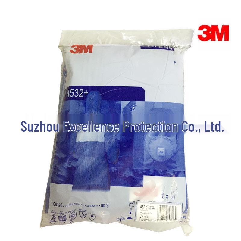3M 4532+ Blue Protective Suit with Hood - Anti-static, Dustproof, Limited Use for Spray Painting & Pesticide Applications