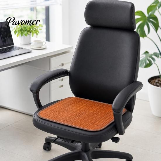 Fabric Chair Seat Cover Cooling Bamboo Mat, Breathable Summer Cool Natural Pad with Anti-Slip Bottom for Office And Dining Chairs Mat