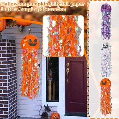 Halloweenowa dynia meduza papierowy lampion - dekoracja do zawieszenia