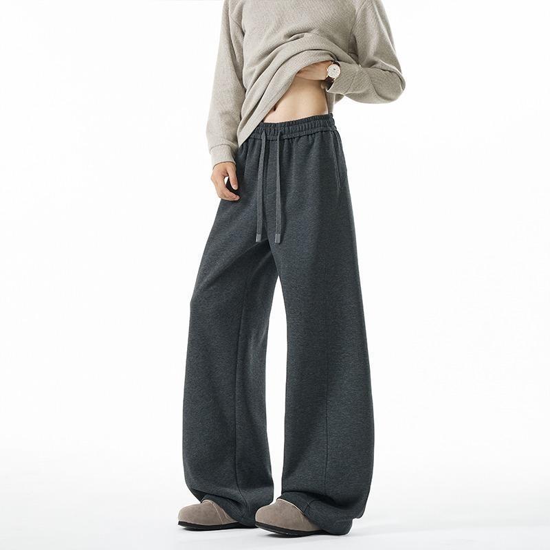 Loose diagonal cut deconstruction sweatpants men's sports trousers high street autumn new retro casual wide-leg scimitar American cotton