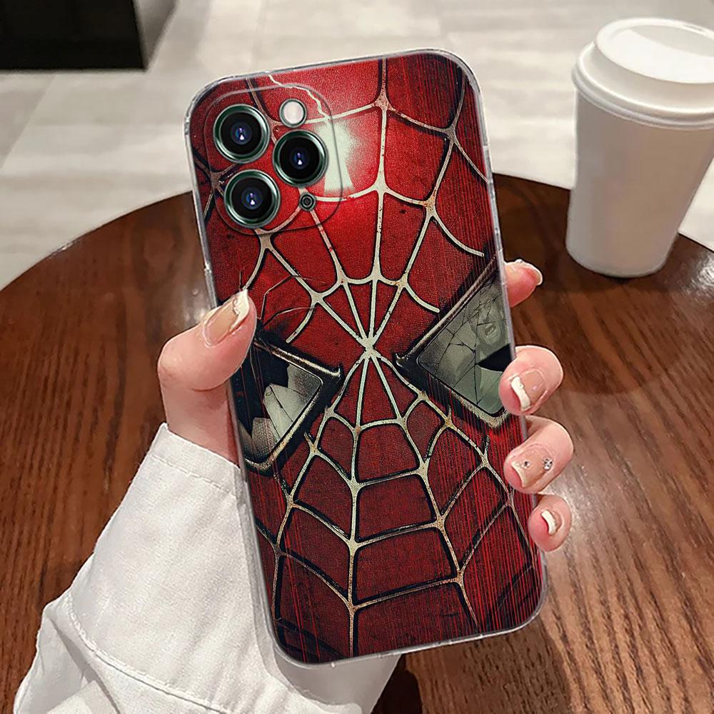 Marvel Spiderman Transparent Phone Case For iPhone 17 Pro Max 17E 11 12 13 14 15 16 Pro Max 15 Plus 17 Air 16E 7 XS Soft Cover