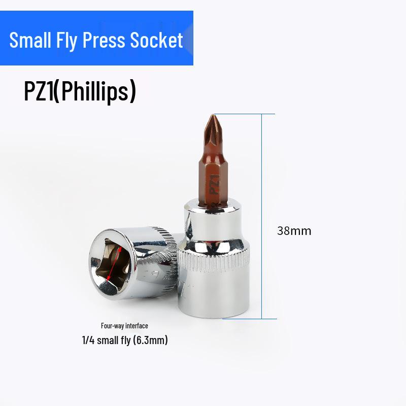 Screwdriver Socket Set: 1/4 Inch (6.3mm) Hex, Cross, Slotted, Pozi, Torx Bits