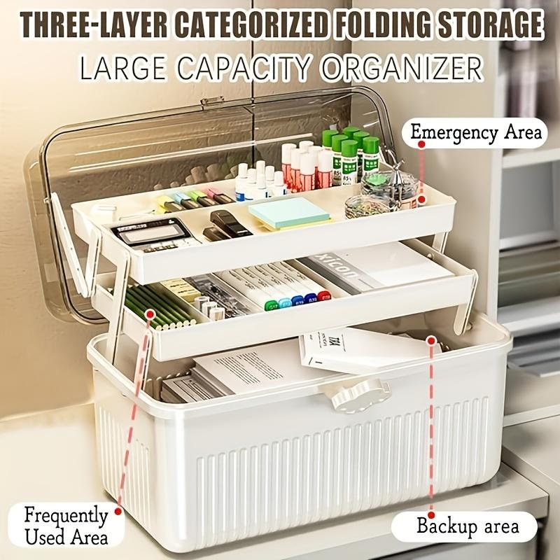 

Versatile Large-Capacity Storage Organizer With Handle - Perfect For Medicine, Cosmetics & Art Supplies белый