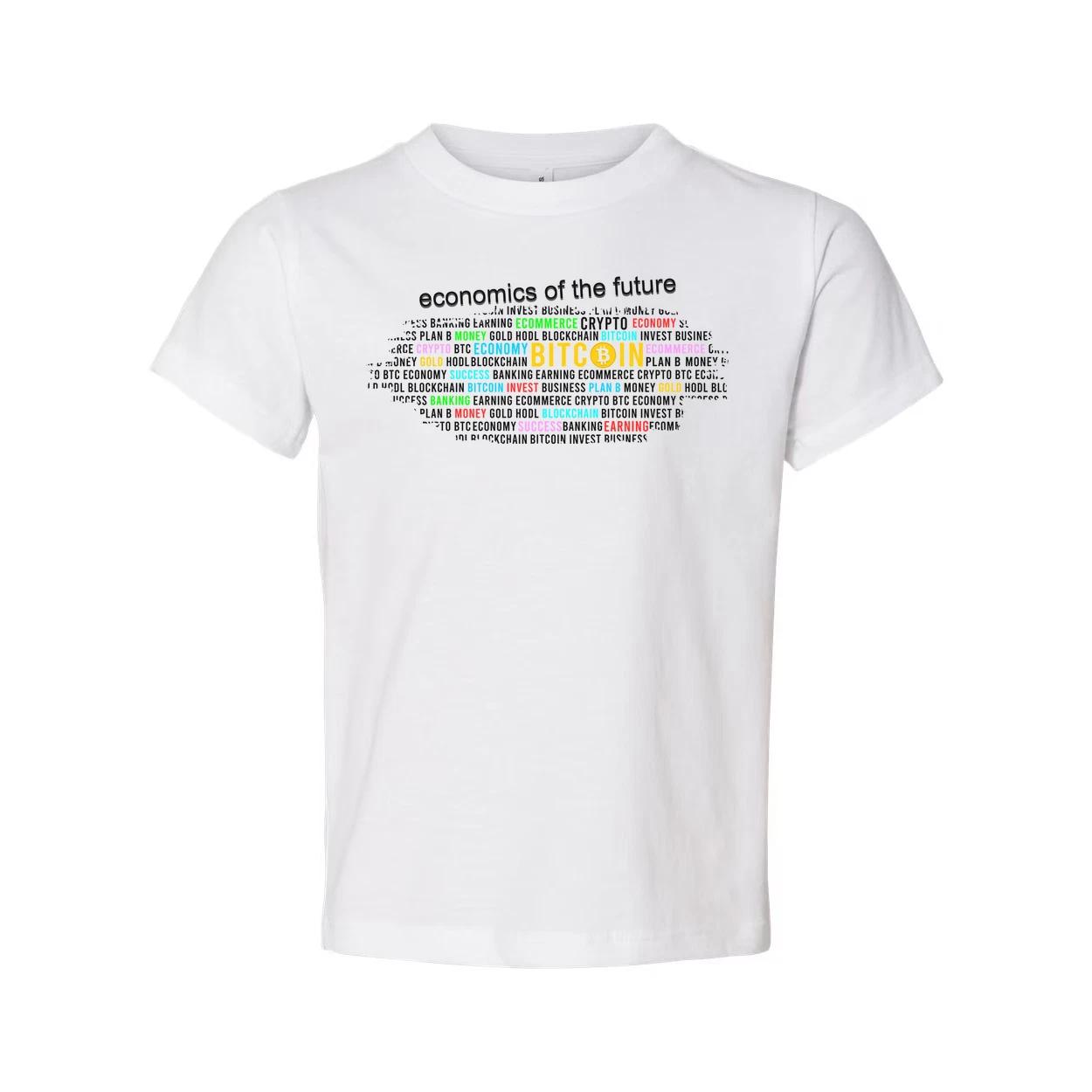 

Economics Of The Future Crypto Unisex Tee With Bitcoin Inspired Word Cloud Desig L