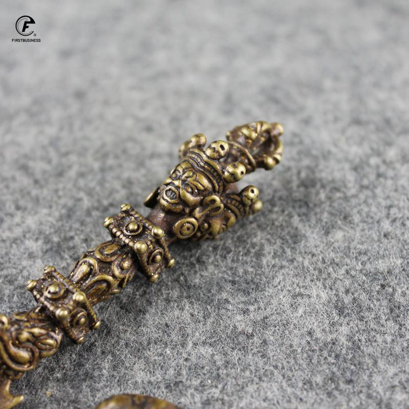 Retro Copper PUBA King Kong Instrument Dragon Head Just Vajry Pestle Puer Tea Knife Tea Pet Home Decoration Brass Desk Decor