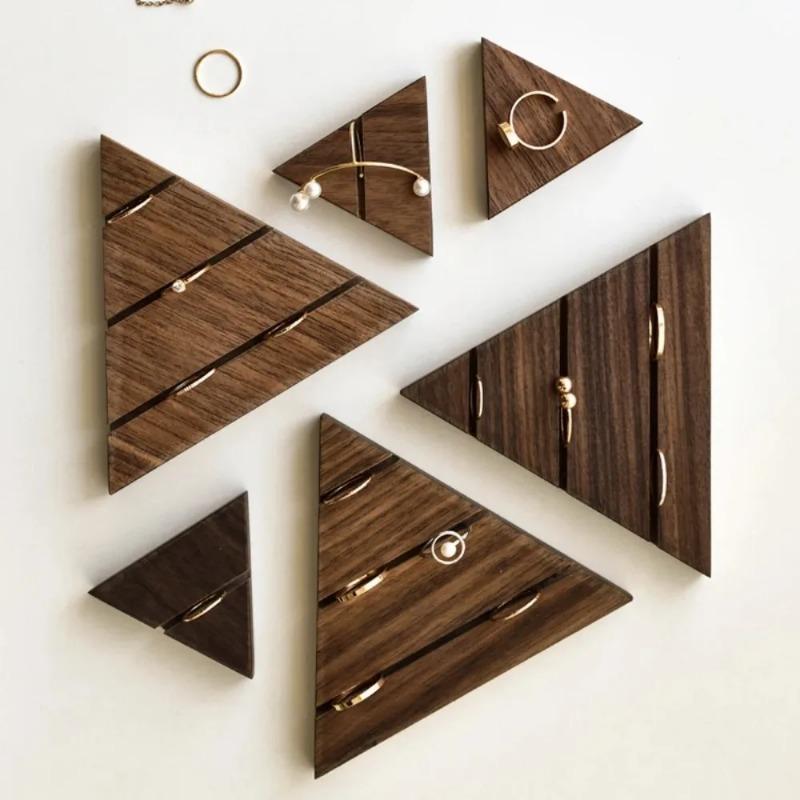 Black Walnut Ring Holder Photo Props Jewelry Display Rack Tray Storage Boxes Jeweler Seller Window Counter Display Home Decor Ornaments Accessories