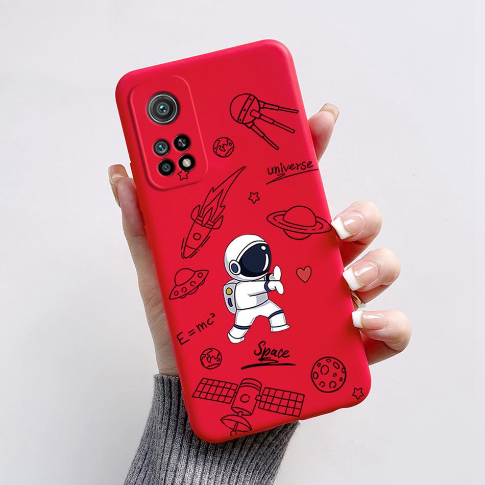 For Xiaomi Mi 10T 5G Phone Case 6.67'' Back Cover Fashion Astronaut Matte Liquid Silicone Shell For Xiaomi Mi 10T Pro 5G Fundas