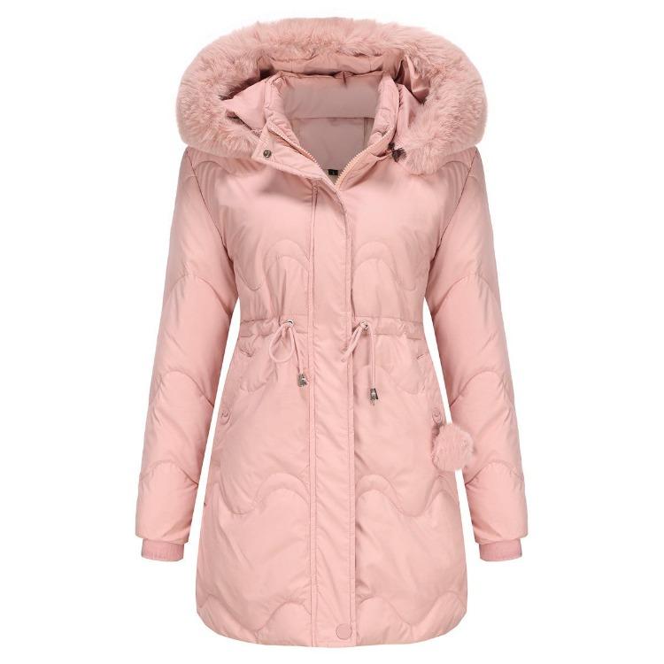 Women's Warm Parka Cotton Coat with Detachable Hood Autumn Winter Mid-length Coat