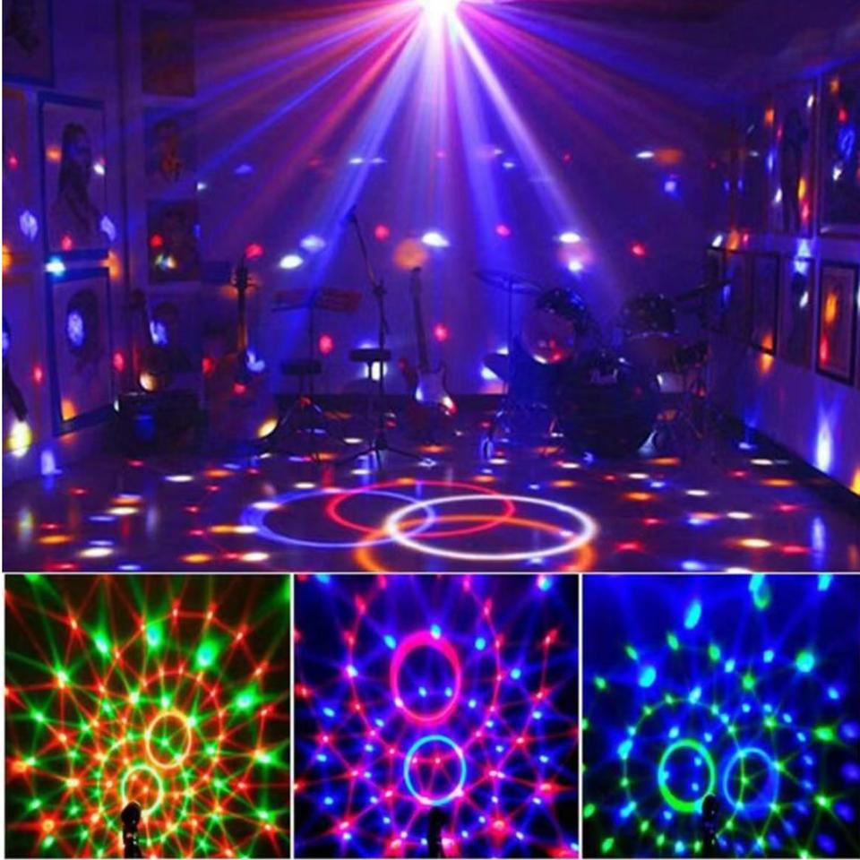 7 Colors ABS Crystal Magic Ball Light Sound Activated Led Stage Light with Remote Control Strobe Lamp for Family Parties and Holiday Celebrations