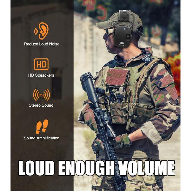 Upgrade Bluetooth 5.4 Shooting Ear Protection with Sound Amplify Electronic Digital Safety Ear Muffs Slim Hearing Protector for Shooting Hunting Gun