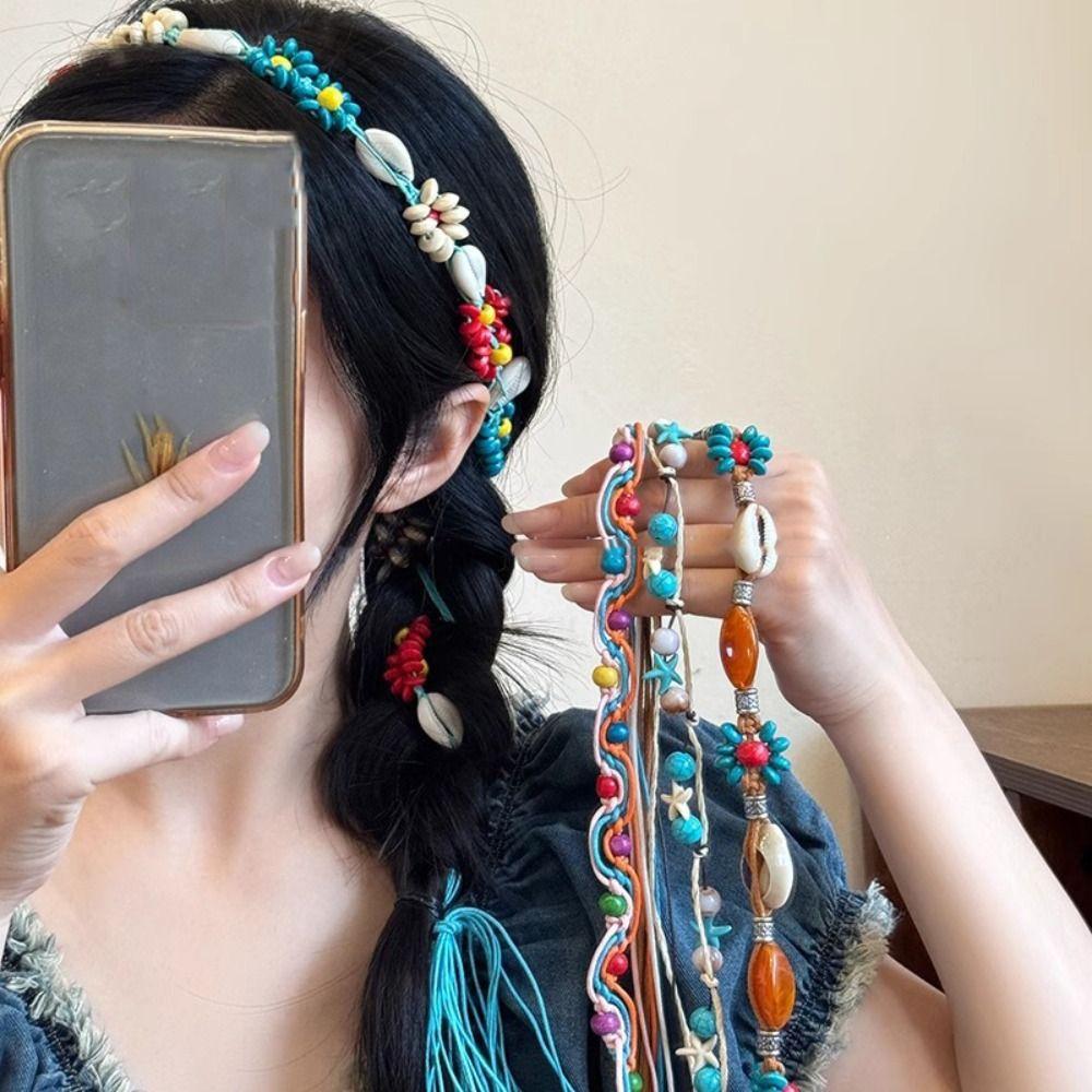 Woven Bohemia Hair Band Jeans Decor Ethnic Style Braided Headband Trendy Dress Waist Chain  Daily