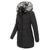 Parka Caldo Invernale da Donna a Maniche Lunghe con Cappuccio e Zip, Colore Solido, Lunghezza Media, in Cotone