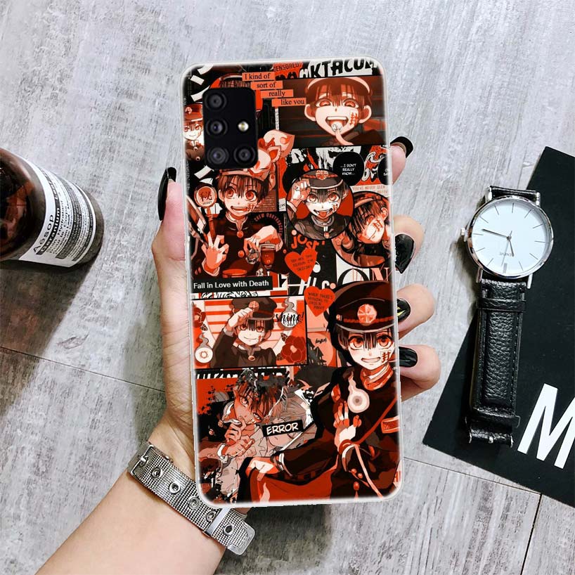 Capa de celular anime Hanako Kun com estampa de vaso sanitário para Samsung Galaxy A12 A22 A32 A42 A52 A72 A51 A71 5G A41 A31 A21 A02S M12 M21 M31 M30S