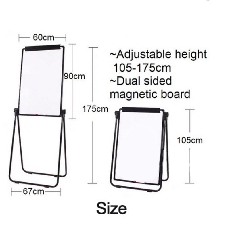 90x60cm Foldable Dual sided Whiteboard Adjustable height Notice Board Magnetic Standing White Board
